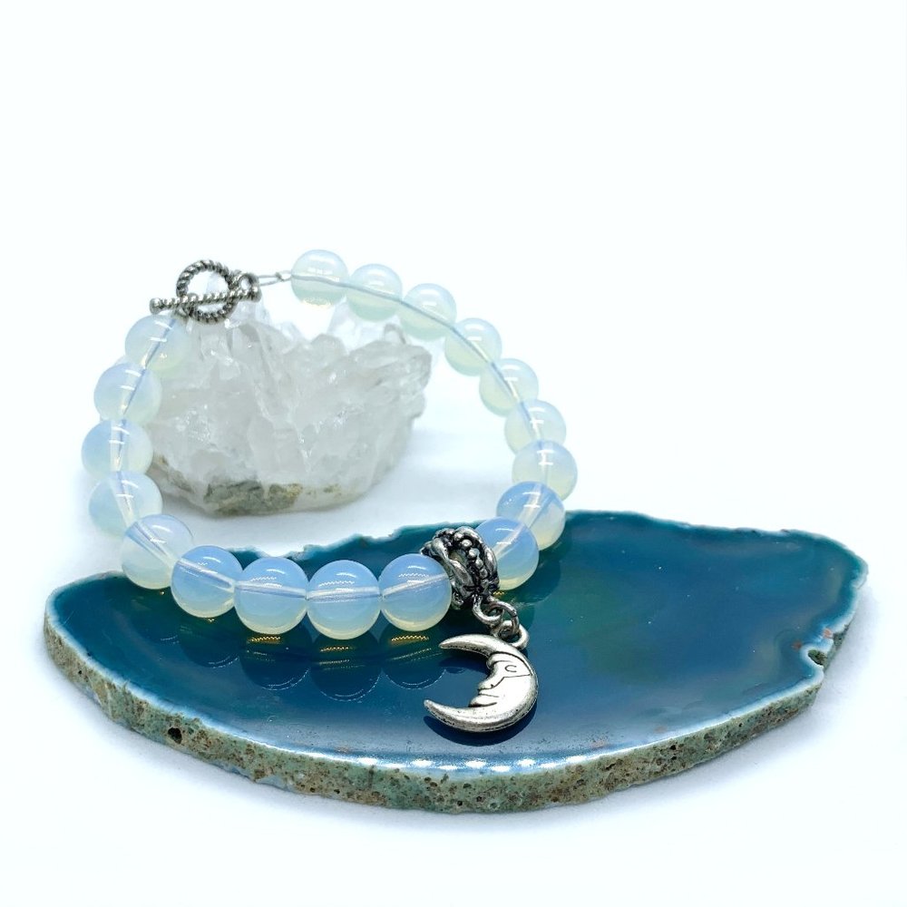 Moonstone Bead and Moon Bracelet